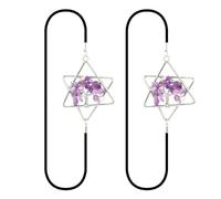 Lot de 2 marque-pages en forme d'étoile de David 7 chakras avec bande élastique Arbre de vie Pierre porte-bonheur Améthyste
