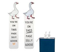 Lot de 2 marque-pages en forme d'oie - 13 x 4 cm - 2 styles amusants en acier inoxydable - Accessoires de lecture pratiques pour adultes et adolescents