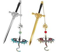 Lot de 2 marque-pages épée dragon, avec pendentif dragon, cadeau original pour amateurs de lecture, style ancien, bleu clair et rouge, en alliage métallique, pour roman, agenda et journal