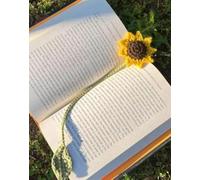 Lot de 2 marque-pages motif tournesol en crochet fait main, jaune et vert, accessoire de livre floral tricoté