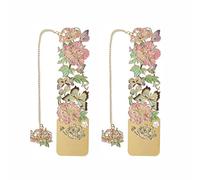 Lot de 2 marque-pages pour femme, beaux marque-pages à thème peinture à l'huile pour les amateurs de livres, lecteurs, écrivains (rose en coton)