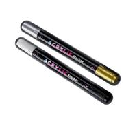 Lot de 2 marqueurs de peinture acrylique à double extrémité pour toile, art, modélisme, peinture, fabrication de cartes, dessin miniature, croquis professionnels
