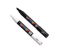 Posca marqueurs PC-1MC – pointe extra-fine conique – noir et blanc – lot de 2