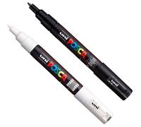 Lot de 2 marqueurs Posca PC-1MC noir et blanc | pointe extra-fine conique