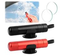 Lot de 2 Marteau de Sécurité pour Voiture, 2 en 1 Marteau Brise Vitre Coupe-Ceintures et Marteaux Brise Vitre d'urgence, Nouveau Marteau d'urgence pour Voiture pour Sauver des Vies(Noir + Rouge)