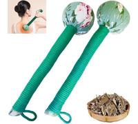 Lot de 2 marteaux de drainage lymphatique de grande taille, marteau de massage manuel du corps, marteau de massage d'absinthe, marteau de massage à main long pour soulager les douleurs dorsales, vert