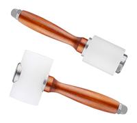 Lot de 2 marteaux de sculpture sur cuir, maillets pour maroquinerie, manche en bois de nylon, maillet de sculpture sur cuir pour bricolage, estampage, couture, cuir de vache (1 marteau T + 1 marteau