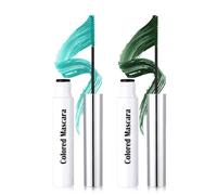 Lot de 2 mascaras imperméables ultra fins pour cils courts, en fibre de soie, couleur vert foncé/clair, extra longs, mascara hautement pigmenté, longue tenue bouclée, kit de maquillage pour les yeux
