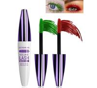 Lot de 2 mascaras télescopiques 5D vert rouge pour les yeux, imperméable, anti-salissures, longue tenue, mascara volumineux qui ne s'écaille pas, faux cils pour femme