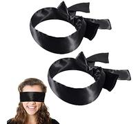 Lot de 2 Masque de Sommeil Satin Bandeau Yeux, Cache Yeux en Satin, Masques de Couchage Doux pour Dormir, Avion, Voyage - Noir