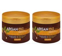 Lot de 2 masques à l'huile d'argan pour cheveux secs et abîmés. Lot de 2 bocaux de 400 ml. Total : 800 ml. Deliplus