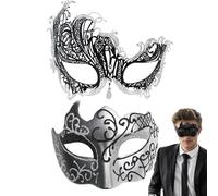 Lot de 2 masques de mascarade en dentelle scintillants pour Halloween, carnaval