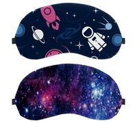 Lot de 2 masques de nuit secrète Galaxy Stars Universe - Bloque complètement la lumière - Masque pour les yeux pour dormir sur le côté - Zéro pression oculaire - Masque réglable