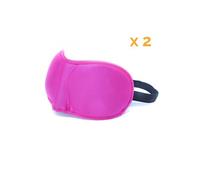 Lot de 2 masques de nuit, sommeil, voyage avec serre tête élastique, cache yeux pour dormir - Rose