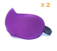 Lot de 2 masques de nuit, sommeil, voyage avec serre tête élastique, cache yeux pour dormir - Violet - Vivezen
