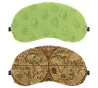 Lot de 2 masques de sommeil à motif carte du monde, masque pour les yeux bloquant complètement la lumière pour dormeur latéral, bandeau pour les yeux de nuit zéro pression oculaire, couverture