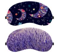 Lot de 2 masques de sommeil à motif lavande provençale pour homme et femme, masque de nuit sans pression, masque de sommeil respirant, blocage de la lumière