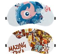 Lot de 2 masques de sommeil africains pour dormeurs sur le dos et sur le côté, masque pour les yeux 100 % bloquant la lumière, réglable et respirant, zéro pression oculaire