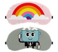 Lot de 2 masques de sommeil amusants en forme de robot de dessin animé pour dormir sur le côté, masque de sommeil, masque pour les yeux bloquant la lumière, couverture douce pour les yeux, pour voyage