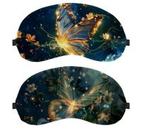Lot de 2 masques de sommeil avec fleurs blanches et papillon scintillants pour dormir sur le côté, masque de sommeil, masque pour les yeux bloquant la lumière, couverture douce pour les voyages, la