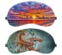 Lot de 2 masques de sommeil avec signe du zodiaque scorpion, symbole astrologique, masque pour les yeux pour homme et femme, masque de nuit sans pression, masque de sommeil respirant, blocage de la