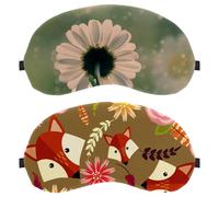 Lot de 2 masques de sommeil bloquant complètement la lumière pour dormir sur le côté, sans pression oculaire, bandeau pour les yeux nocturnes, renard, hed, fleurs jaunes et roses, colorées, réglables