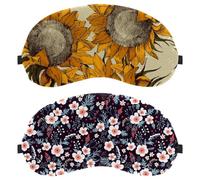 Lot de 2 masques de sommeil bloquant complètement la lumière pour dormir sur le côté, sans pression oculaire, bandeau pour les yeux nocturnes, motif floral blanc réglable