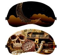 Lot de 2 masques de sommeil bloquant complètement la lumière pour les yeux pour dormeur sur le côté, pirate et trésor, bandeau pour les yeux sans pression oculaire, pare-soleil réglable