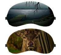 Lot de 2 masques de sommeil bloquant complètement la lumière pour les yeux pour dormir sur le côté, sans pression oculaire, bandeau pour les yeux nocturnes, cerf mâle, animal sauvage, couverture