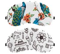 Lot de 2 masques de sommeil bloquant la lumière pour les yeux pour homme et femme, bandeau pour les yeux de nuit, motif gribouillage Dia de Muertos respirant