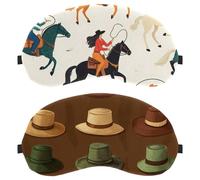 Lot de 2 masques de sommeil, chapeaux de cowboy West Wild marron complètement bloquant la lumière pour les yeux pour dormir sur le côté, sans pression oculaire, bandeau pour les yeux nocturne