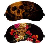 Lot de 2 masques de sommeil Day of The Dead Sugar Skull Flower, masque pour les yeux pour homme et femme, masque de nuit sans pression, masque de sommeil respirant, blocage de la lumière
