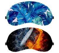 Lot de 2 masques de sommeil de hockey sur glace avec flamme, bloquant complètement la lumière pour les yeux pour dormeur latéral, bandeau de nuit zéro pression oculaire, pare-soleil réglable