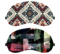 Lot de 2 masques de sommeil doux et respirants avec motif abstrait et géométrique à carreaux