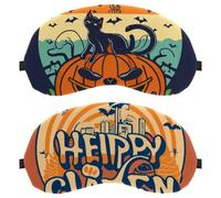 Lot de 2 masques de sommeil doux et respirants bloquant la lumière pour Halloween