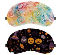 Lot de 2 masques de sommeil doux et respirants pour Halloween avec château de citrouille
