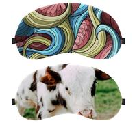 Lot de 2 masques de sommeil doux pour homme et femme - Motif vache de ferme dans le pâturage - Bloque complètement la lumière - Zéro pression nocturne