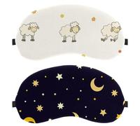 Lot de 2 masques de sommeil doux pour les yeux à motif lune et étoiles jaunes pour dormir sur le côté, masque de sommeil, masque de sommeil bloquant la lumière, couverture douce pour les yeux, pour