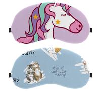 Lot de 2 masques de sommeil doux pour les yeux et les yeux de sommeil sur le côté, motif chat qui ne bouge pas, bloque complètement la lumière, bandeau nocturne zéro pression