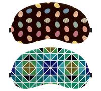 Lot de 2 masques de sommeil doux pour les yeux et les yeux en mosaïque avec triangle symétrique, vert et bleu, masque de sommeil doux pour homme et femme, blocage complet de la lumière, bandeau de