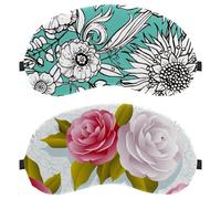 Lot de 2 masques de sommeil doux pour les yeux pour dormir sur le côté, motif fleurs de camélia pour homme et femme, blocage complet de la lumière, bandeau nocturne zéro pression