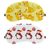 Lot de 2 masques de sommeil doux pour les yeux pour dormir sur le côté, motif pingouins de Noël aquarelle pour homme et femme, blocage complet de la lumière, bandeau nocturne zéro pression