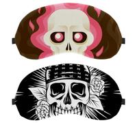 Lot de 2 masques de sommeil doux pour les yeux pour homme et femme, motif squelette d'Halloween avec roses, masque de sommeil doux pour les yeux pour homme et femme, blocage complet de la lumière