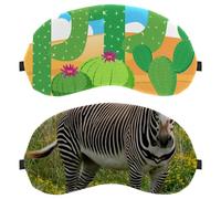Lot de 2 masques de sommeil doux pour les yeux pour homme et femme, motif zèbre d'Afrique sauvage, blocage complet de la lumière, bandeau de nuit zéro pression
