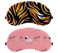 Lot de 2 masques de sommeil doux pour les yeux pour homme et femme, motif zèbre de catoon rose, masque de sommeil doux pour homme et femme, blocage complet de la lumière, bandeau pour les yeux de nuit