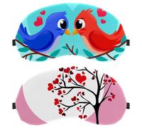 Lot de 2 masques de sommeil en forme d'arbre rose et cœur rouge pour homme et femme qui dorment sur le côté, masque de nuit avec sangle réglable, bandeau pour les yeux de nuit
