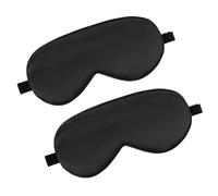 Lot de 2 masques de sommeil en soie Avec bande élastique réglable Bloque la lumière Doux pour la peau Pour homme et femme Noir
