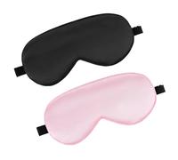 Lot de 2 masques de sommeil en soie - Bande élastique réglable - Bloque la lumière - Doux pour la peau - Idéal pour voyages, maison, hôtel, train