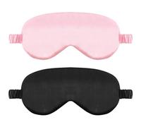 Lot De 2 Masques De Sommeil En Soie pour Dormir Bandeau En Satin Doux Avec Sangle Élastique Masque De Nuit Confortable pour Femmes Et Hommes (Noir Rose)
