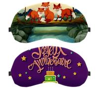 Lot de 2 masques de sommeil « Happy Birthday in French Joyeux Anniversary » pour homme et femme, sans pression, masque de nuit respirant, blocage de la lumière